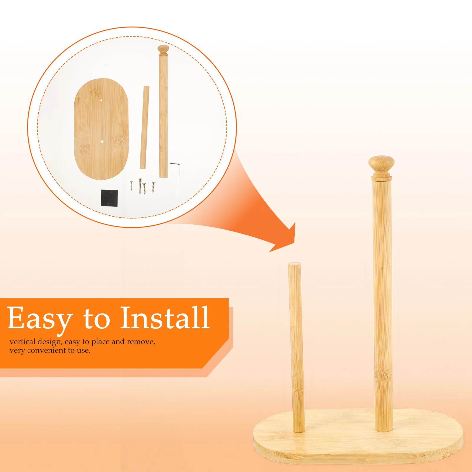 

Bamboo Paper Towel Holder Kitchen Roll Stand Vertical Organizer Multipurpose Rack Bathroom Food Wraps Holder Elegant Design