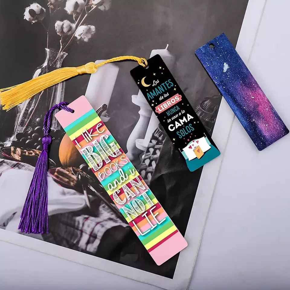30Pcs Double Sides Print MDF Wood Sublimation Blank Bookmarks Sublimation Blank Products DIY Bookmark with Tassels