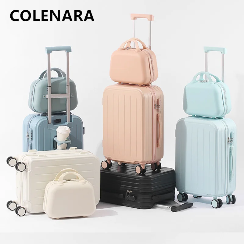 COLENARA High Quality Suitcase Student Trolley Case 20 Inches Boarding Suitcase Set Cart Type Travel Bag with Wheels Luggage