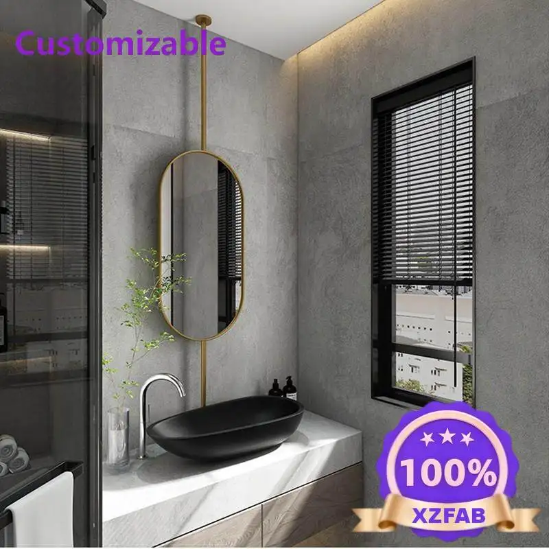 Factory Direct 2026 Stainless steel electroplated boom luminous cosmetic mirror suspended sink ceiling rotating mirror hotel