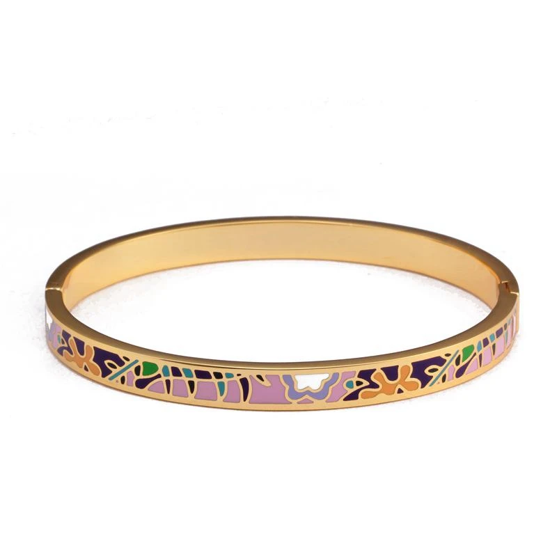 Trendy Cute Carved Women Girls Wedding Party Cuff Bangles Enamel Stainless Steel Casual Charm Fashion Bangles Pulsera