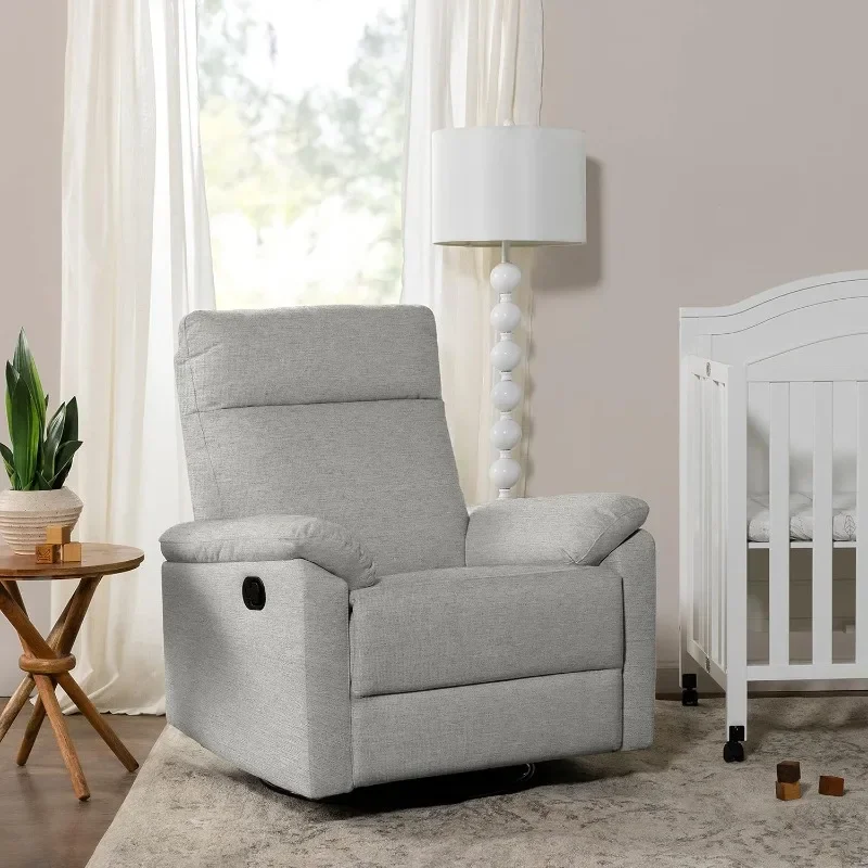 HOME.Suzy Glider Recliner Nursery Chair  Gold, FSC & Certi-PUR US Certified - 360° Swivel Rocker Recliner Chair (Frost Grey)