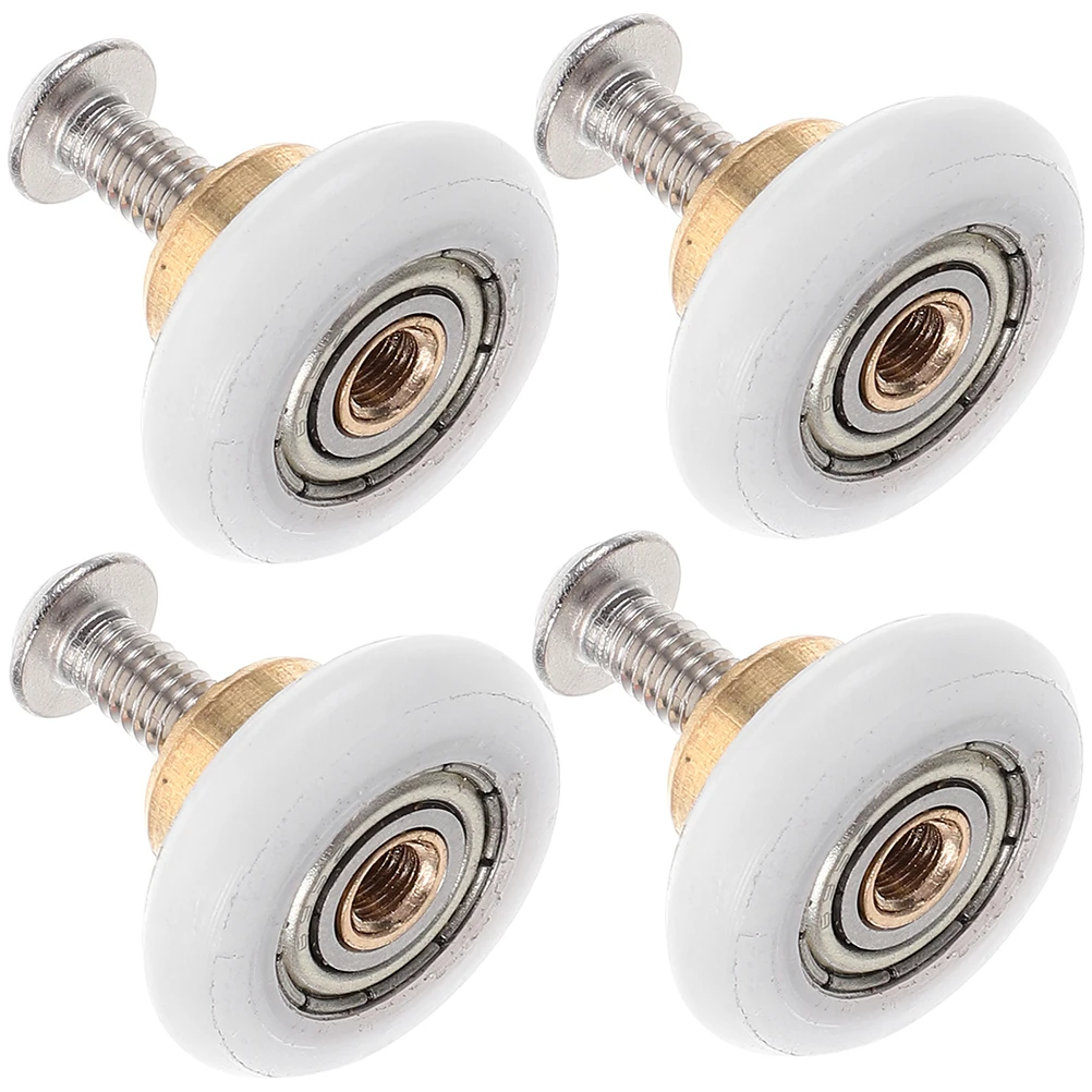 

4 Pcs Shower Door Rollers 19MM Copper Shaft Sliding Glass Door Hardware Bathroom Wheels Nylon Stainless Steel Roller Parts