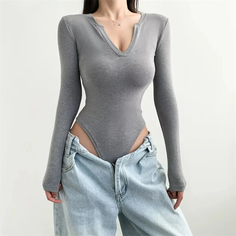 Straat Sle Pure Desire Lange Sve Onesie Pittige Meisje Basis irt Innerlijke Slijtage T-shirt Top Hoge Taille ort Broek Herfst Slijtage