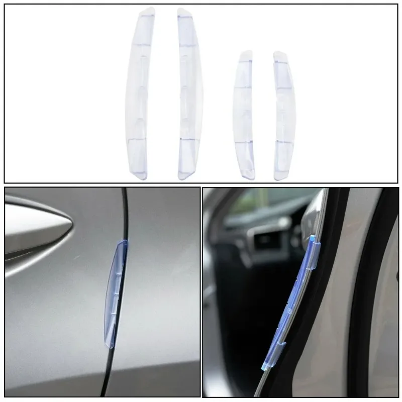 4PCS Car Door Edge Protection Strips Transparent Anti-Scratch Rearview Mirror Anti-Collision Bumper Stickers for Vehicle Safety