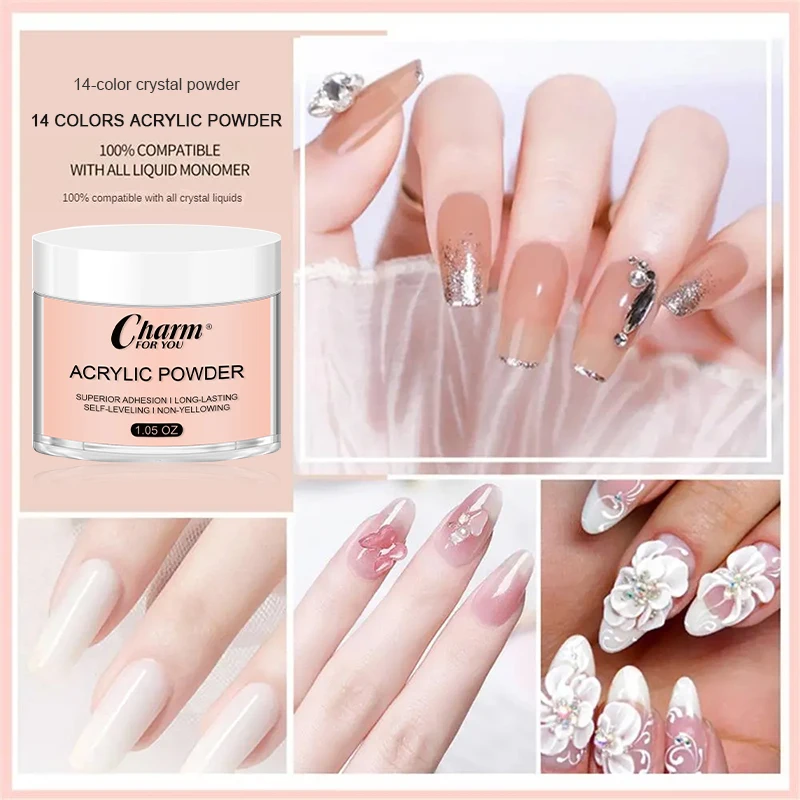 مسحوق أكريليك لإطالة الأظافر ، 14 لون ، كريستال ، فرنسي ، للمبتدئين والمحترفين #5