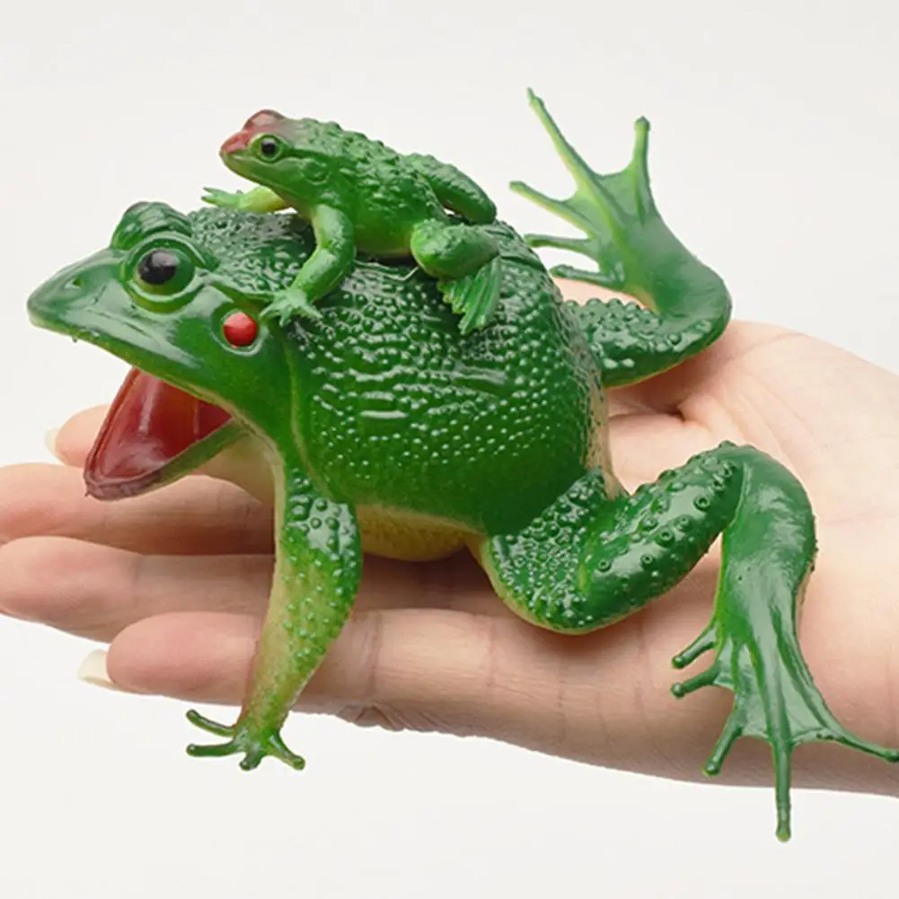 Figurines d'action de simulation de grenouille pour enfants, mère et fils, puzzle clair de Bergame, accessoires délicats pour les présentations, jouets modèles