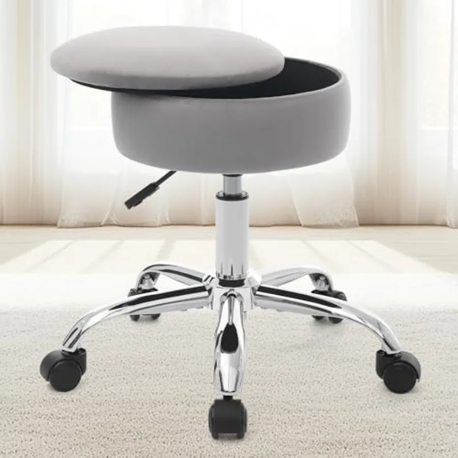 

Adjustable Vanity Stool Storage Rolling Vanity Chair Swivel Vanity Stool Chair for Vanity Makeup Stool