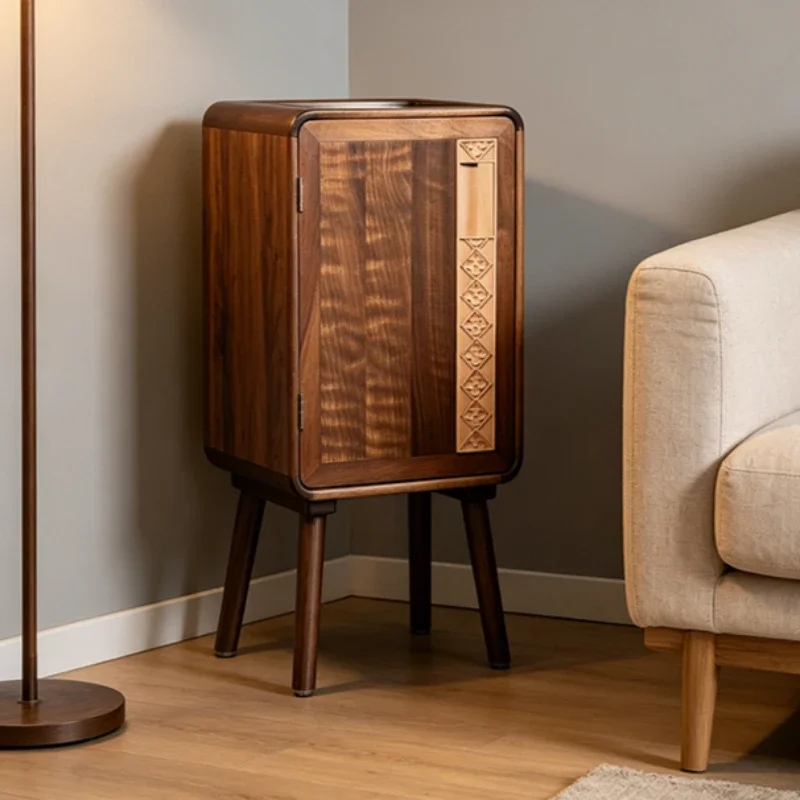 5L Black Walnut Wooden Trash Can Living Room Bedroom Garbage Bin Kitchen Luxury Trash Bins Aesthetic Waste Bins Household