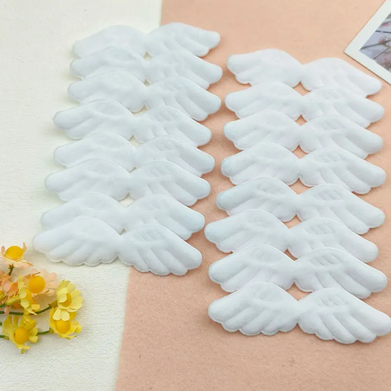 30 peças remendos de asa de anjo de feltro branco apliques de tecido em relevo para artesanato diy acessórios de grampo de cabelo e remendos de decoração de gato