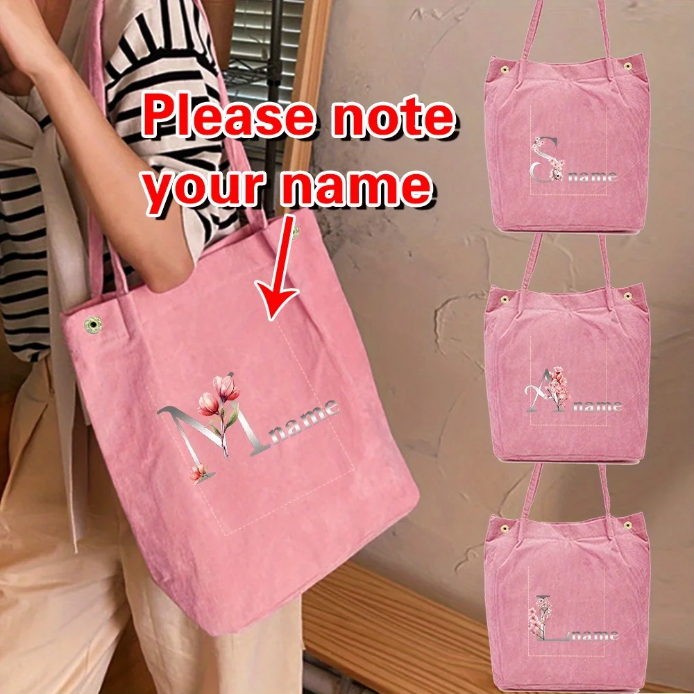 

Personalized Customized New Women's Corduroy Pink Shoulder Bag Fashion Handbag Large Capacity Lightweight Handbag