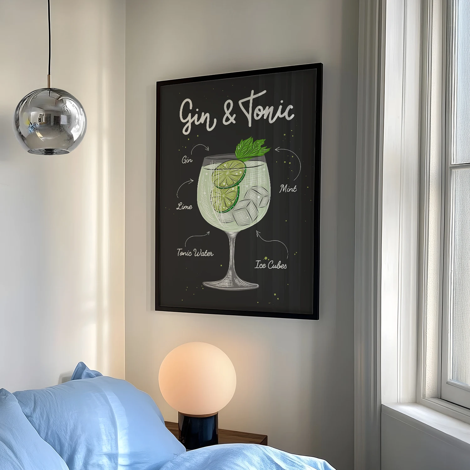 Modern Gin Tonic  Wall Art Print Canvas Painting Poster Picture For Living Room,Bedroom Home Decor