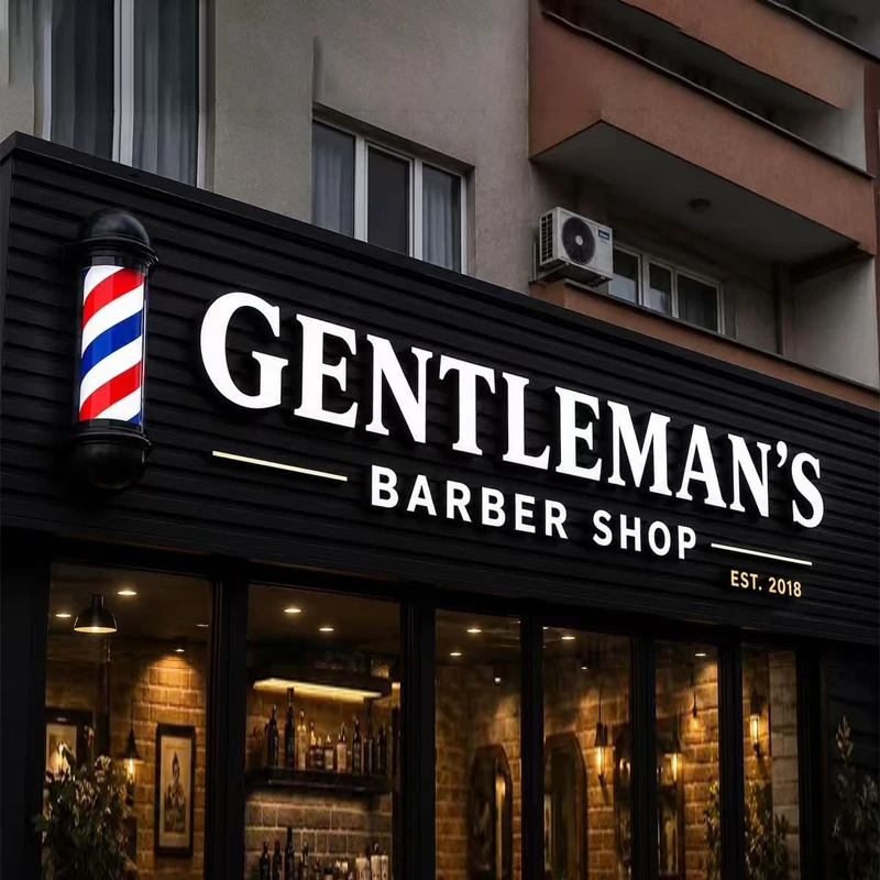 Custom 3D LED Illuminated Letter Sign Waterproof Outdoor Hair Salon Barbershop Signage Business Logo Front Door Decor Sign