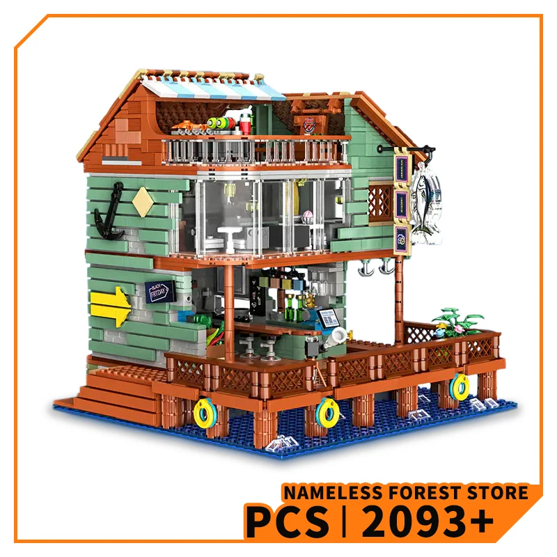 

Fishing Village Micro Building Bricks Mini City Street View Wharf Blocks MOC Set Fisherman Store Model Children Toys Adult Gifts