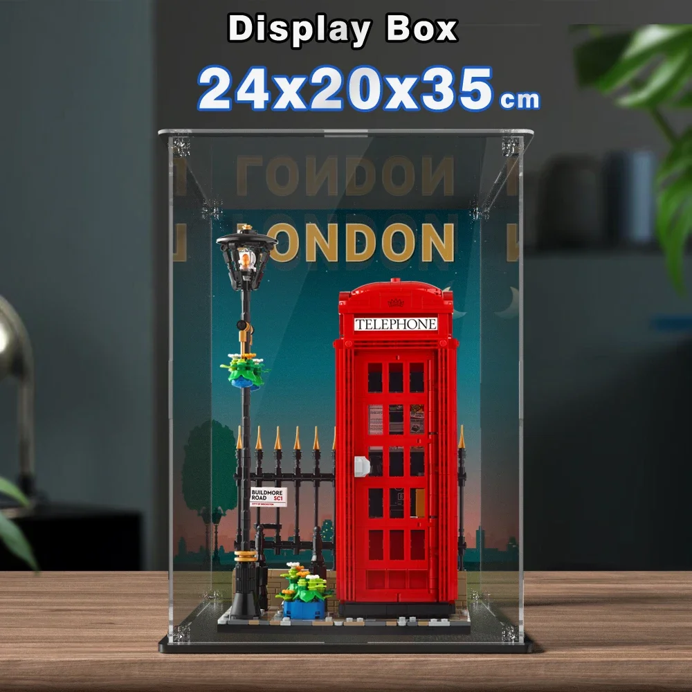 

Акриловая витрина для телефона Lego 21347, красная лондонская коробка, пылезащитный прозрачный витрина (набор игрушечных кирпичей в комплект не входит)