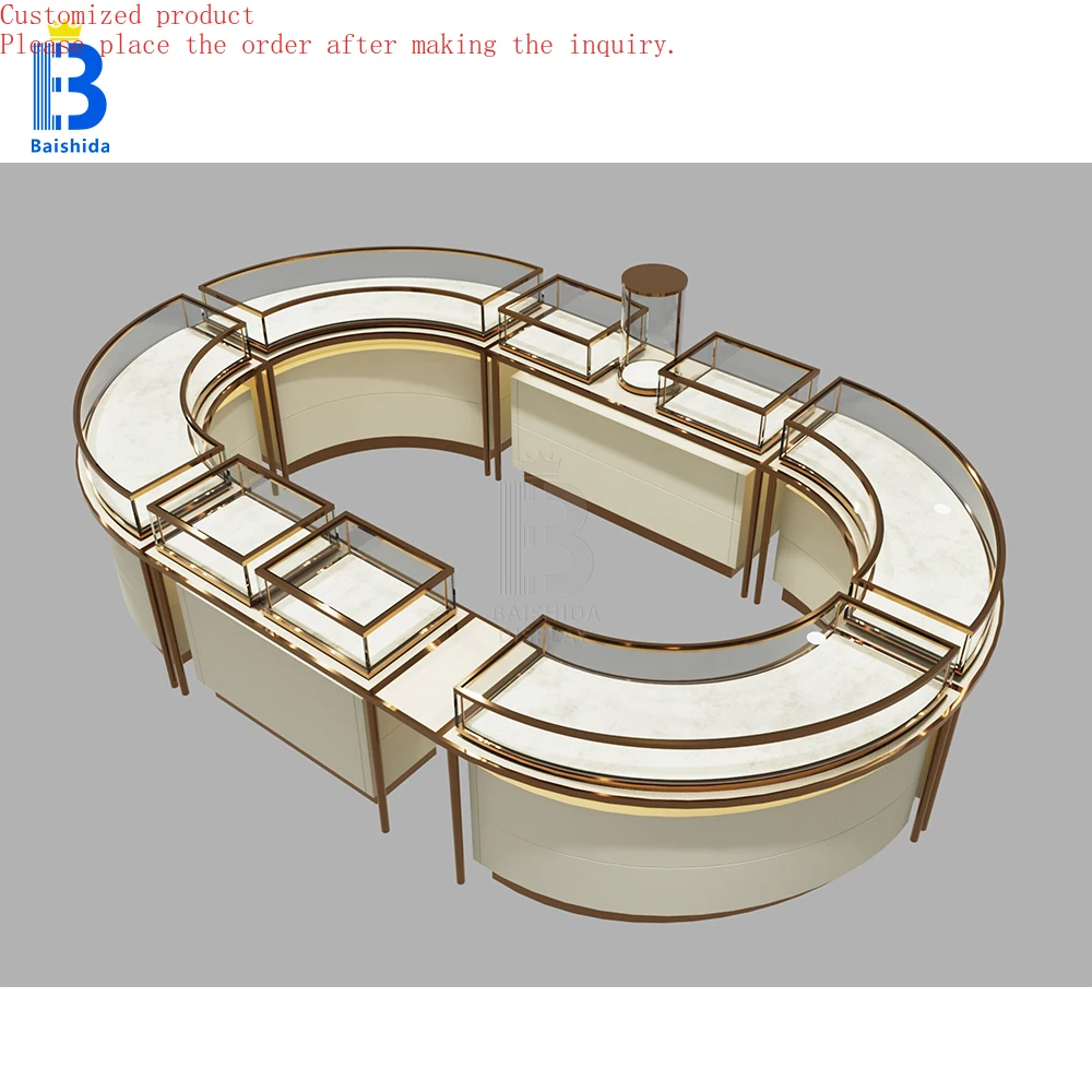 

Custom.Wholesale Custom Glass Showcase Jewelry Storage Cabinet Kiosk Wall Mounted Mirror Display Jewelry Cabinet for Shopping Ma