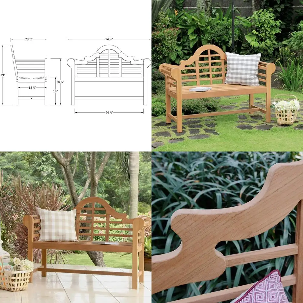 Cambridge Casual Lutyens 4-oot Teak Wood Outdoor Garden Bench or Patio urniture, Weather-Resistant, Elegant Seating or Porch, De