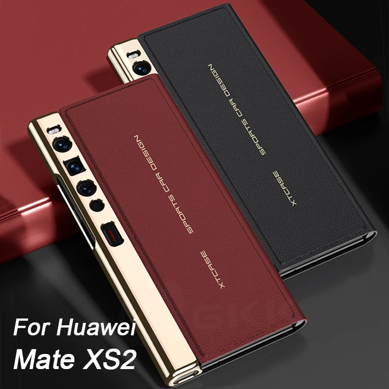 

Original Case Luxury Plating Painted Leather For Huawei Mate XS 2 Magnetic Fold Bracket Hard Cover For Huawei Mate XS2 Cases