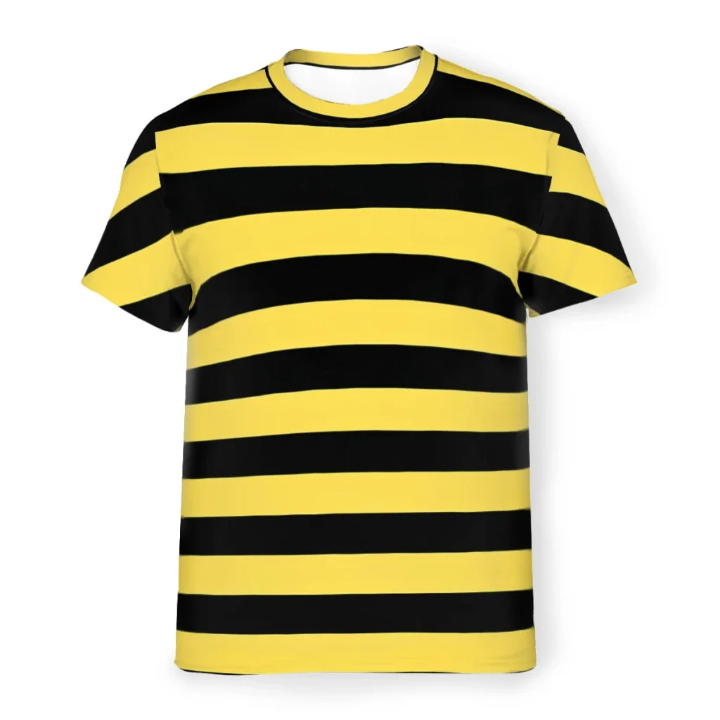 Fashion Color Men's T-Shirt Bee Stripes Black And Yellow Stripes Personalize Men's Thin T-Shirt Hipster Tops Women Tee