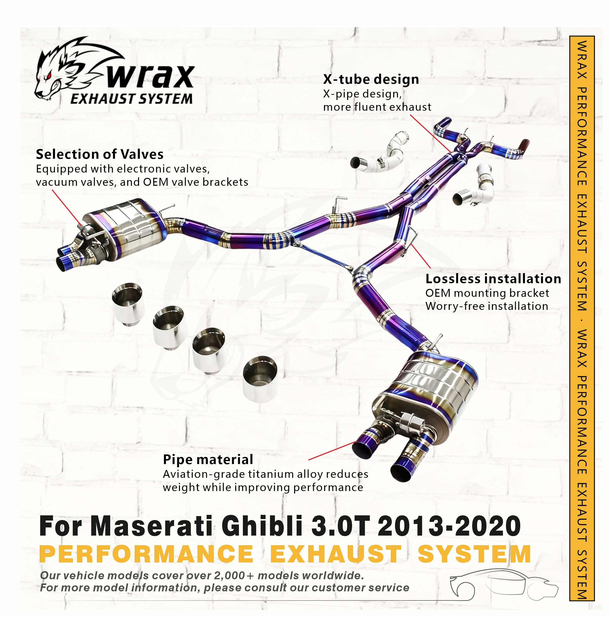 

WRAX Titanium Alloy Catback with Valve for Maserati Ghibli 3.0T 2013-2020 Sport Exhaust System Race Car-grade Sound