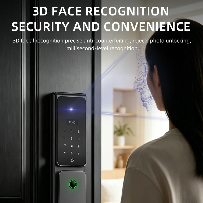 YAGU 3D Face Palm Vein Door Smart Lock Tuya App Connectivity Waterproof Biometric Multifunctional for Wood/Aluminum Door