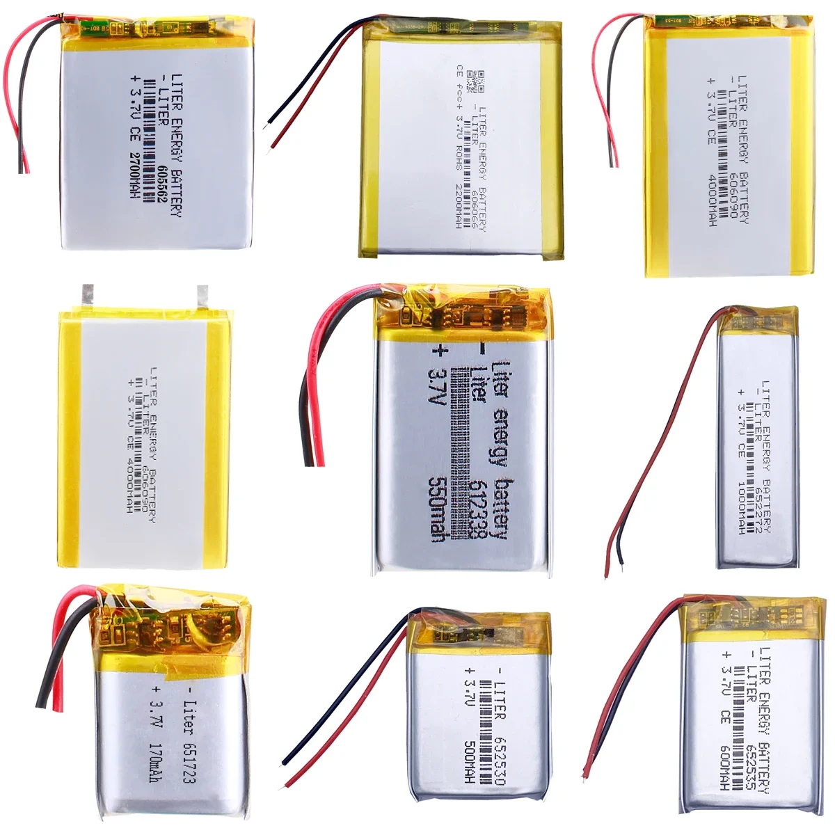 High Capacity 3.7V Lithium Polymer Battery 612338 for DIY Electronics: MP3, DVD Recorder, GPS, and More