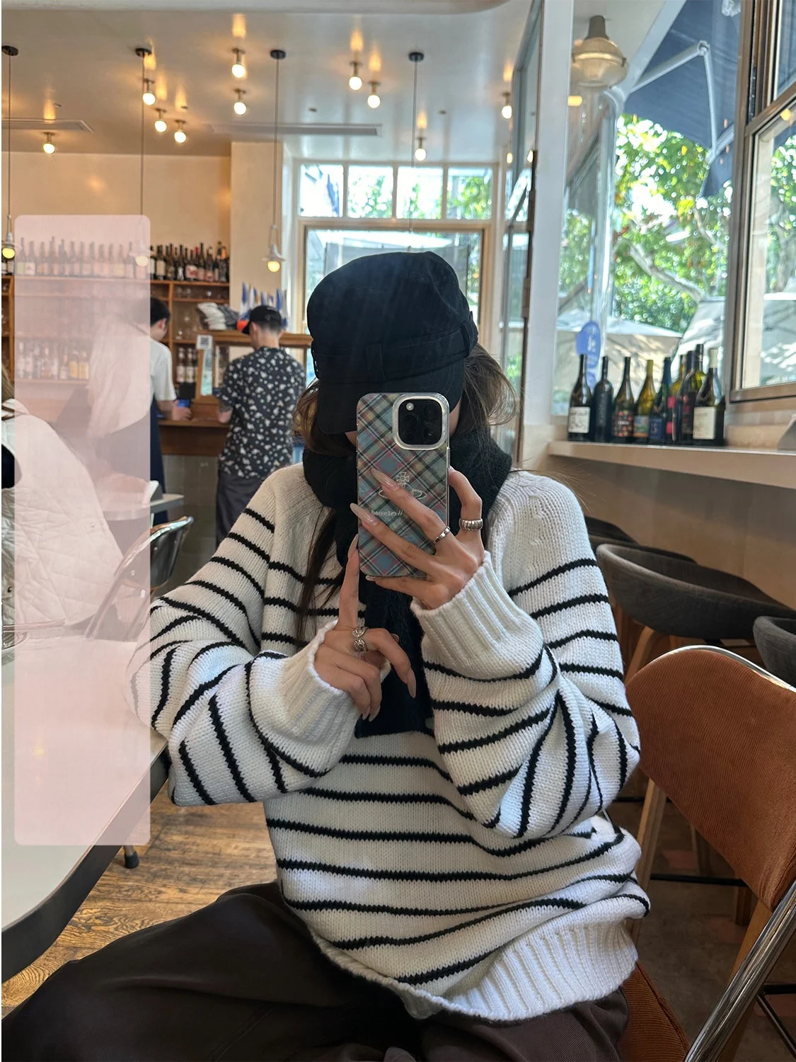 

D YANGJUN Women's Lazy Stripe Knit Sweater round Ne Long Sve Autumn Winter New Sle Warm Commute Sle Loose Fit Top