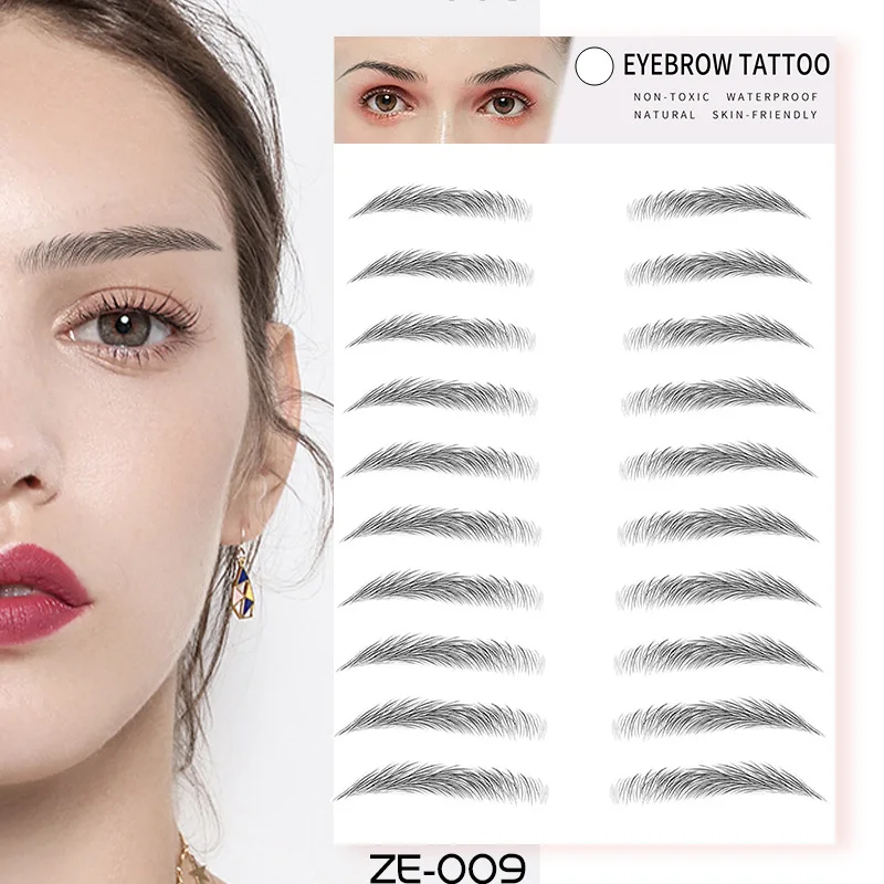 10pair/1sheet Waterproof Eyebrow Tattoo Sticker False Eyebrows Hair Like Waterproof Eyebrow Tattoo for Brow Grooming Shaping