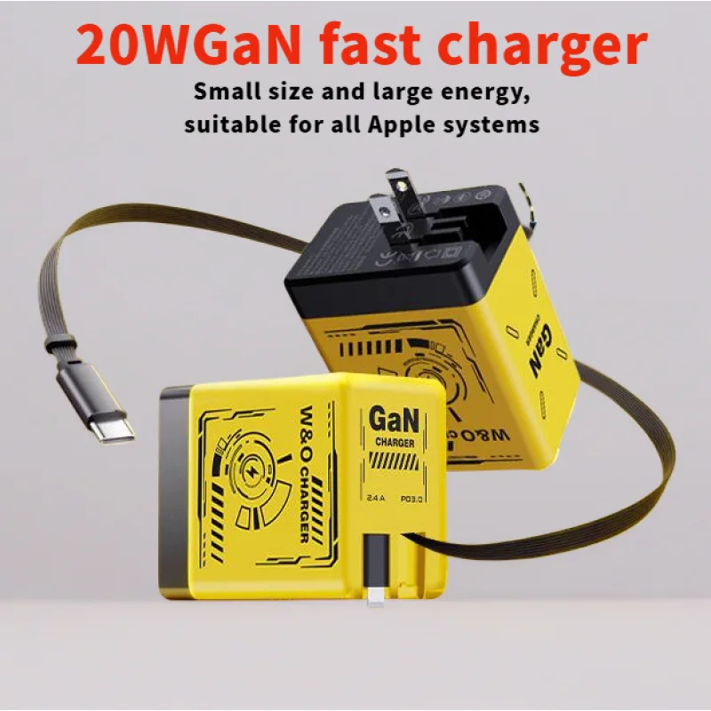 

New 2-in-1 GaN 120W Fast Charger, Multi-Device Fast Charging, Foldable Charging Portable Adapter with Retractable Type-C and Cha