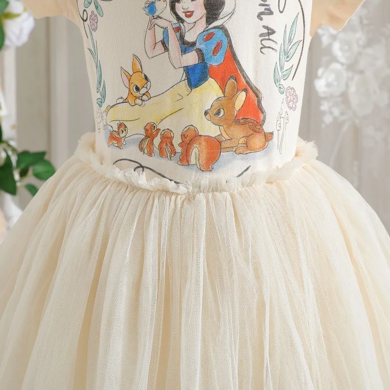 Disney Summer Fashion Children Princess Baby Girl Toddler manica corta Cute Party Dresses Girls Dress Cartoon 2024