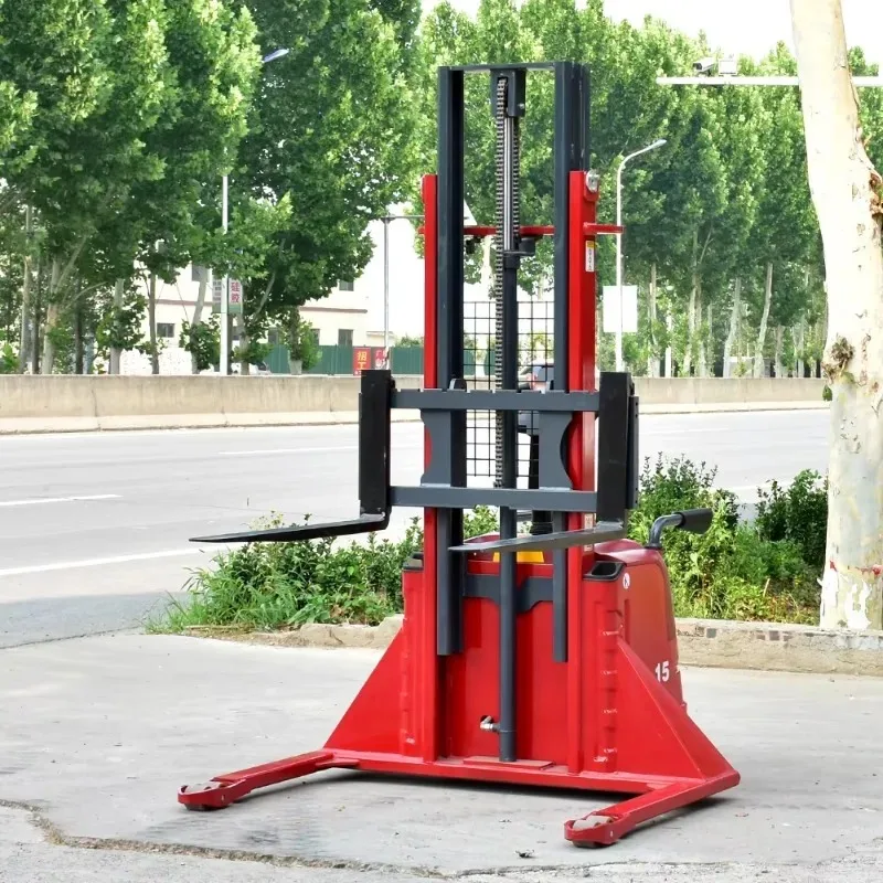2Ton Widened Electric Forklift Stacker Hydraulic Side Shifter Lead-Acid Battery 48V Solid Tires AWD