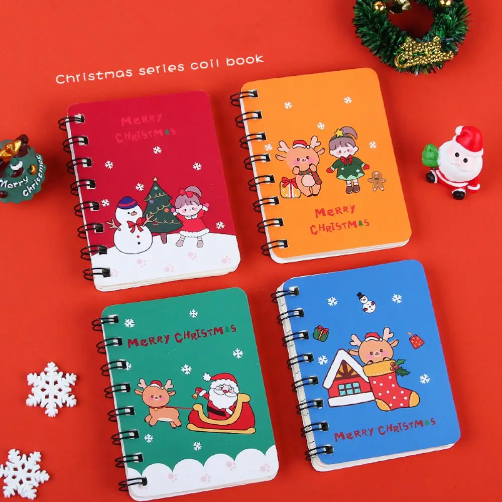 

Creative Loose-leaf Christmas Coil Notepad Thickened Cute Mini Notebook Cartoon Side-flip Coil Book Office Supplies