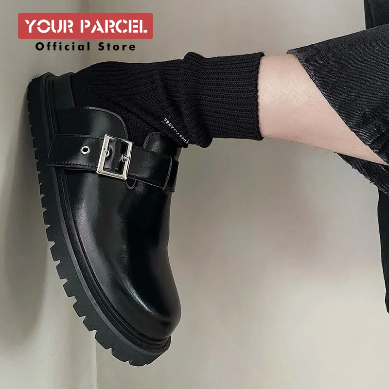 Scarpe estive birken per uomo nero brillante versatili scarpe da pendolarismo con puntali in pelle e pantofole che aumentano l'altezza