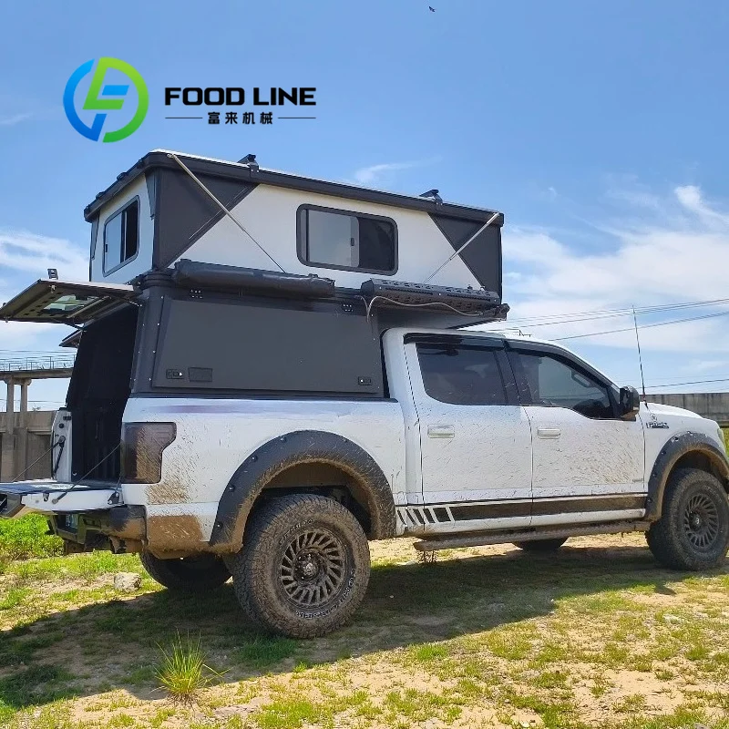 Truck Camper Lightweight Demountable Pop Up Slim Compact Structure Fits Mid-Size Half-Ton Pickup Trucks For Small Family Camping