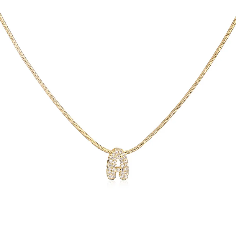 

Women's necklace plated with 18k gold zircon letters, European and American popular fashion jewelry, party accessories