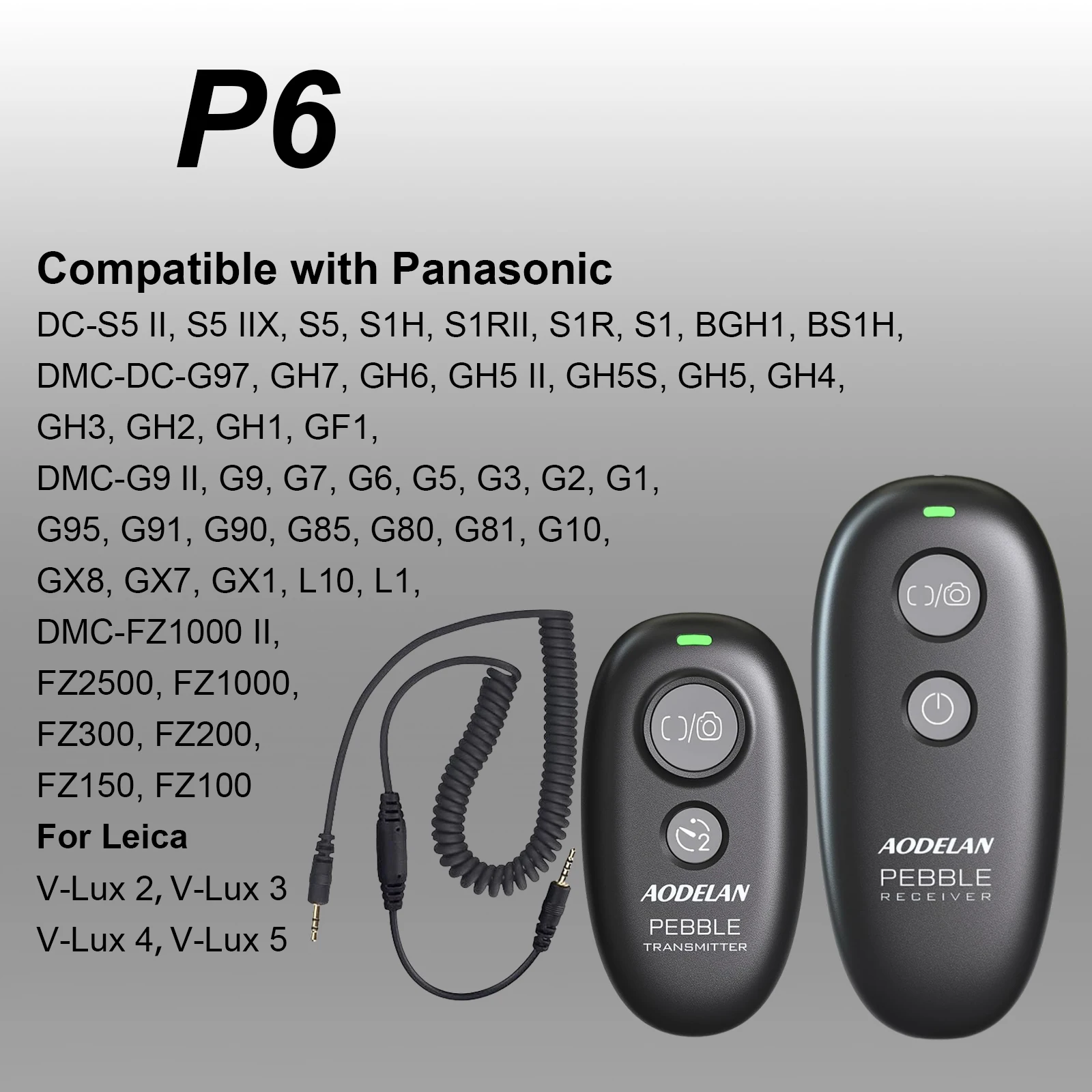 AODELAN Wireless Camera Remote Control Shutter Release For Panasonic S1IIE, S1II, S1RII, G97, GH7, GH6, GH5 II, G9 II, FZ1000 II