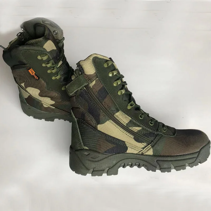 Men Outdoor Hiking Boots Fashion Sports Green Camouflage Jungle Off-road Boots Anti Slip Snow Shoes Wear-Resistant