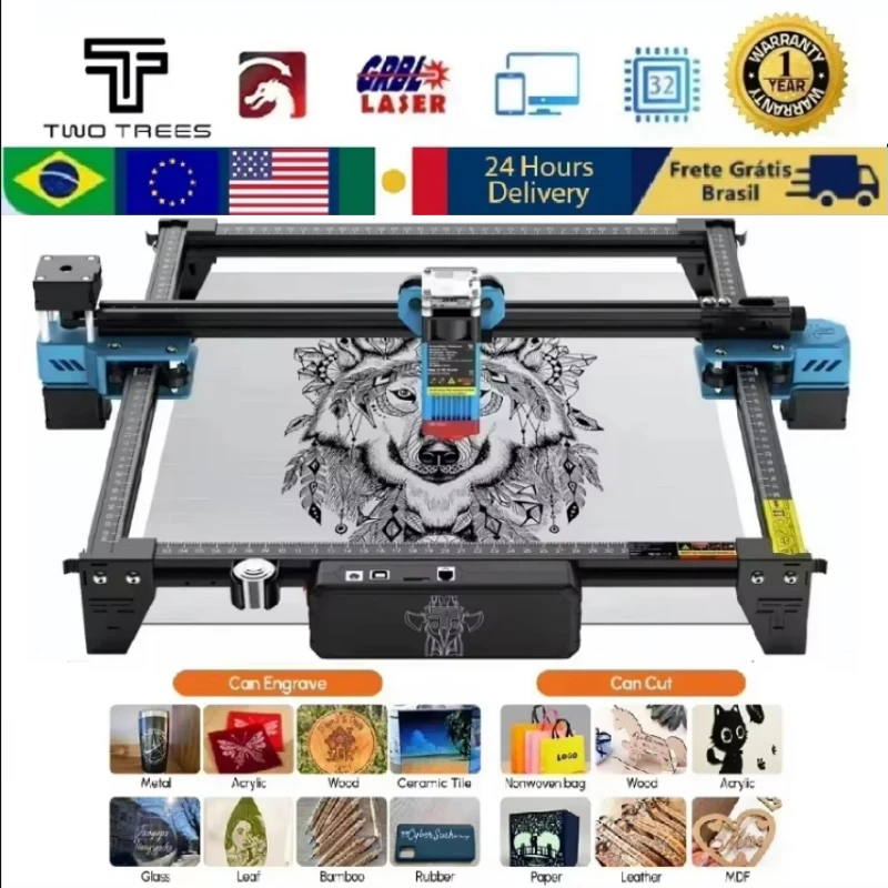 

TwoTrees Laser Engraving Machine CNC TTS-55/TTS-10 40W/80W Metal Router Woodworking Plastic Leather Acrylic MDF Cutting Machine