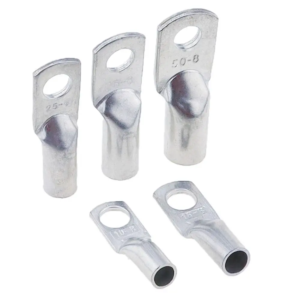 5Pcs JG Series Tinned Copper Cable Lug 6/10/16/25mm2 M6/M8/M10/M12 Ring Crimp Terminal 14-2AWG Tinned Copper