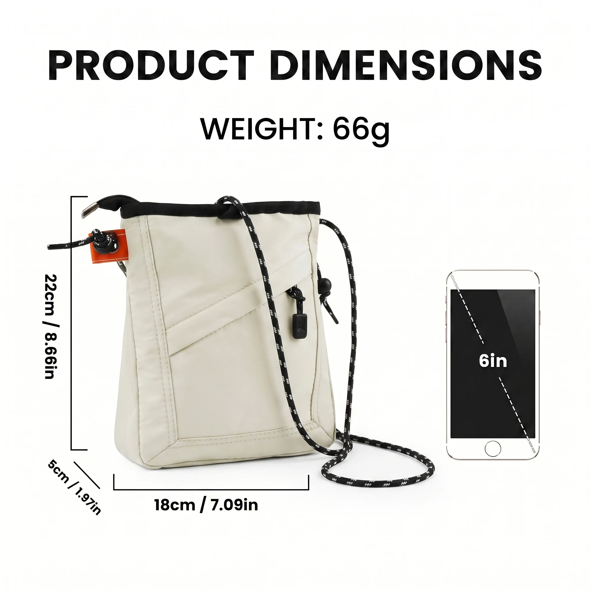 Unisex Handy-Umhängetasche, wasserabweisendes Nylon, verstellbarer Seilriemen, Mini-Schultertasche für tägliche Outdoor-Reisen – Detail 1