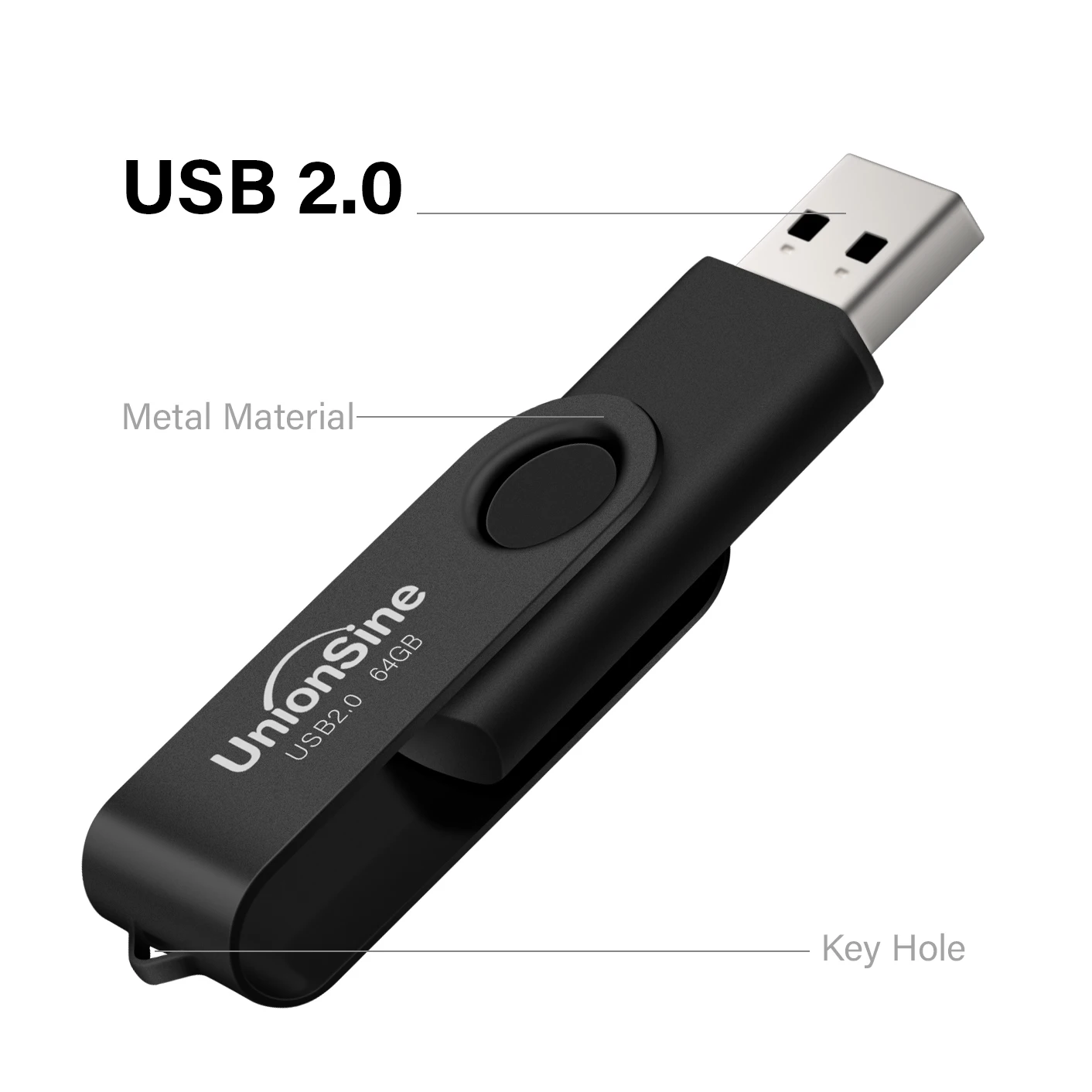 UnionSine 1 PCS 32GB 64GB USB Flash Drive USB 2.0 360 Degree Memory Stick Swivel Flash Drives Pen Drive Zip Drive Jump Drive