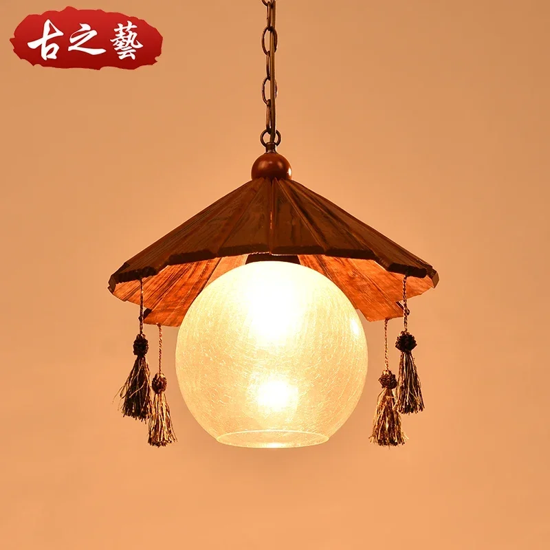 

Chinese Style Retro Ceiling Light Nostalgic Personality Creative Solid Wood Single Head Dining-Room Lamp Bar Counter