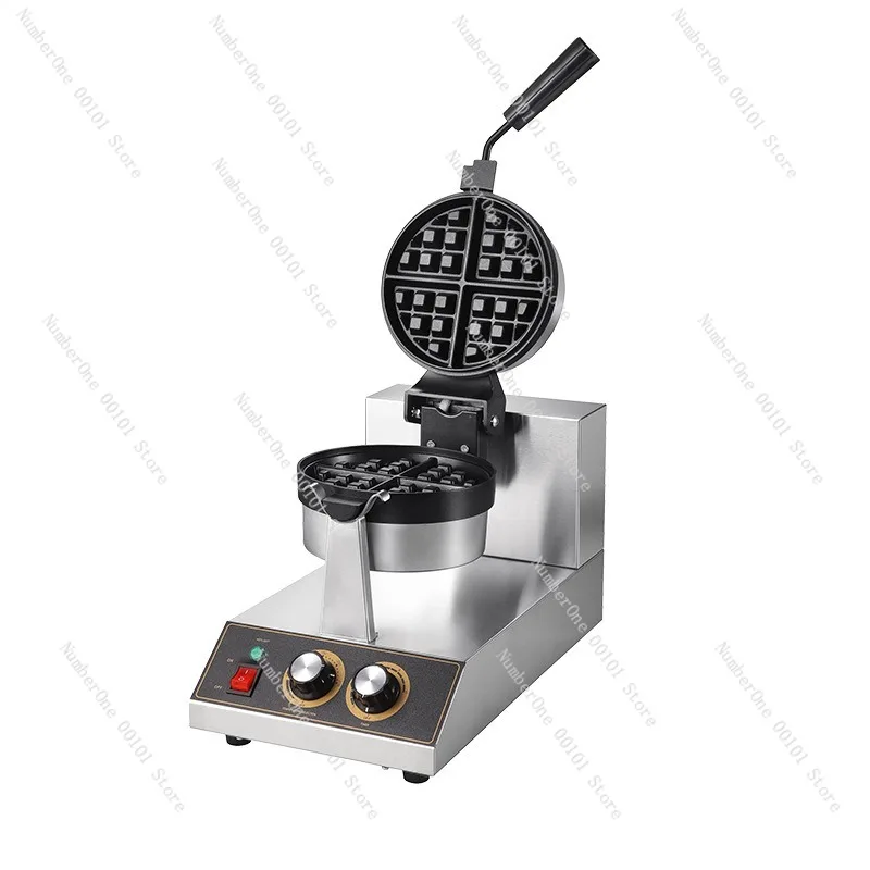 360 Degree Rotating Electric Waffle Maker Single Head Double Head Commercial Baker Iron Nonstick Grid Pancake Crepe Muffin