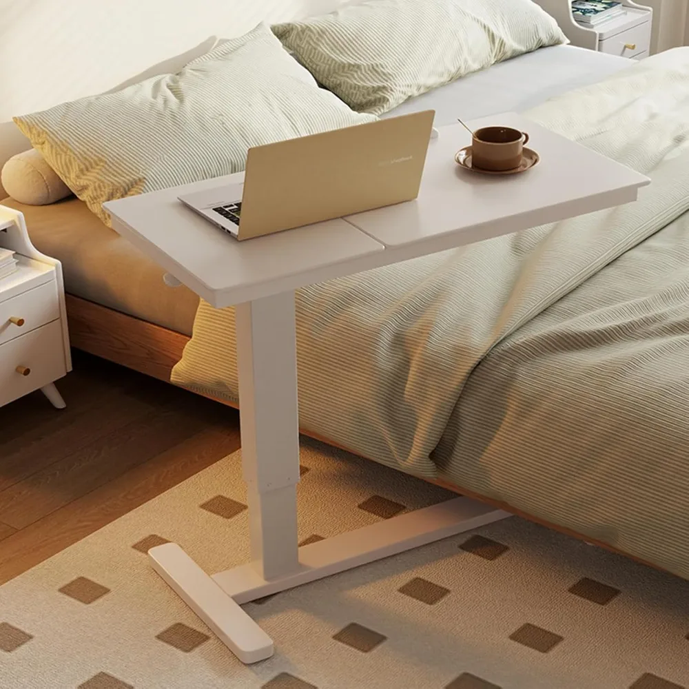 

"rolling solid wood bed side table with adjustable tilt top for hospital beds"