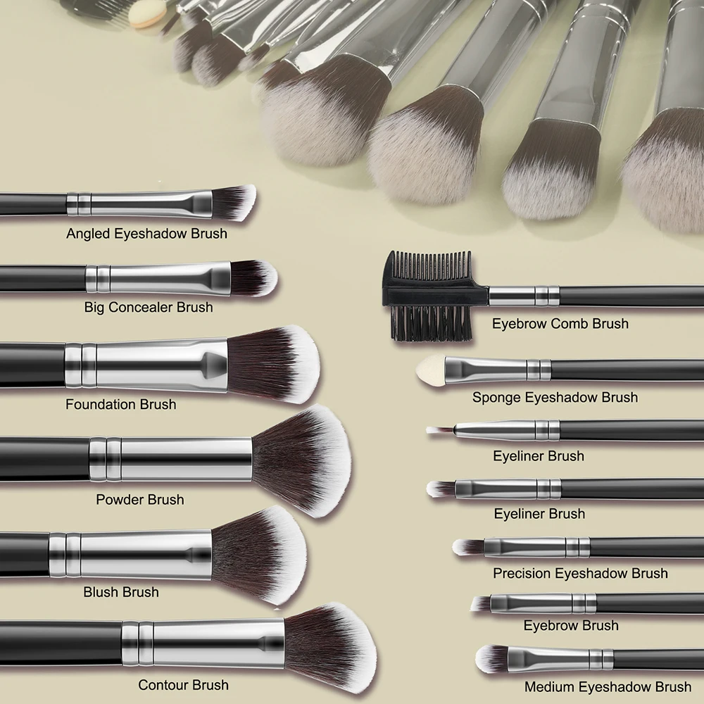 Set di pennelli e spugne per trucco, set di pennelli per trucco morbidi e soffici, ombretto, fondotinta, polvere cosmetica, fard, strumento di bellezza per sfumare