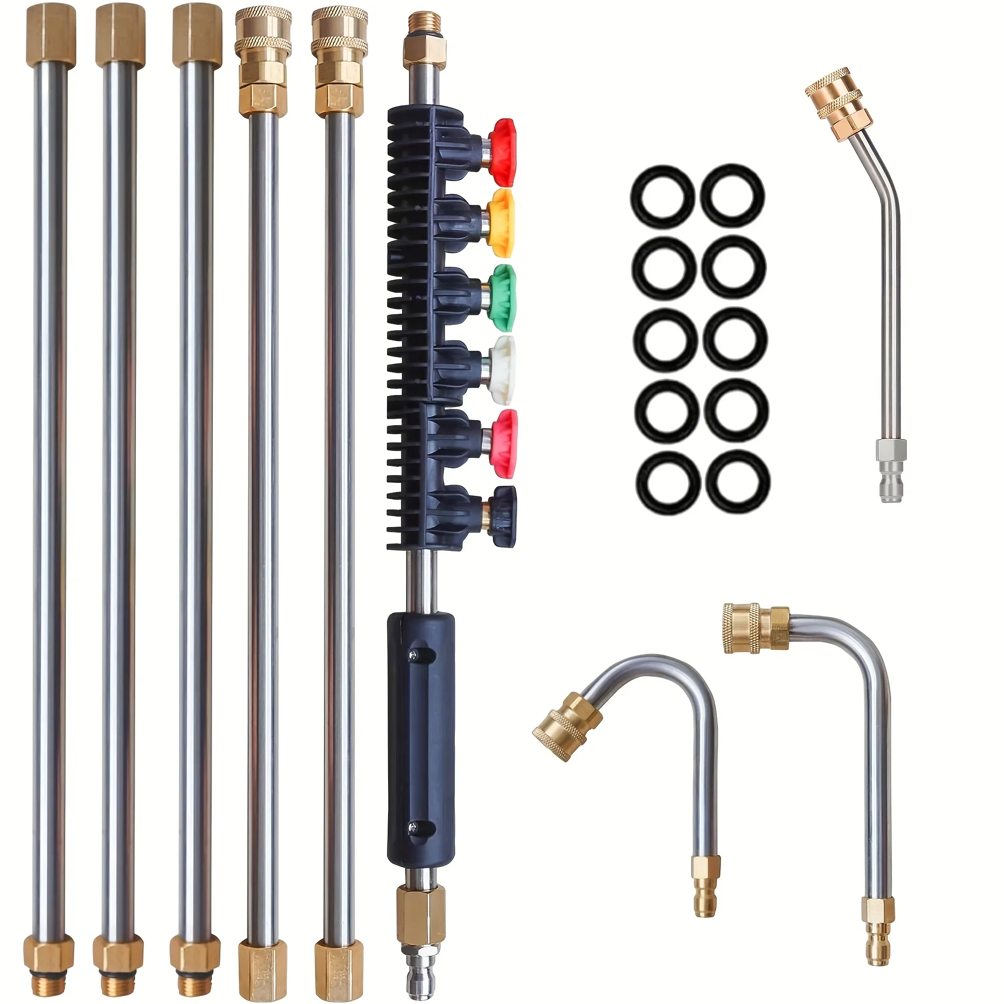 

Набор удлинителей для высокого давления из 9 предметов, 6 насадок + 30 ° /90 ° /120 ° Угловые насадки, быстроразъемное соединение 1/4 дюйма для моек высокого давления 4000 фунтов на кв. дюйм