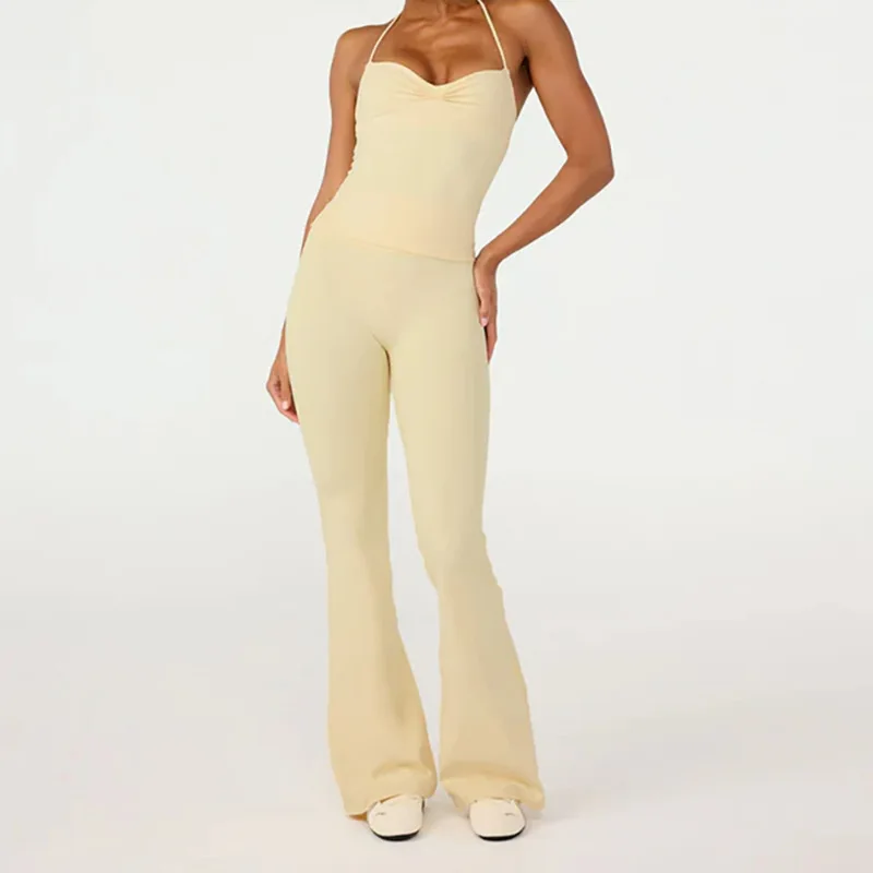 Solid Color Tight and Sexy Style Wide Leg Pants with Raised Hips and High Waist To Show Off The Figure, Comfortable for Women