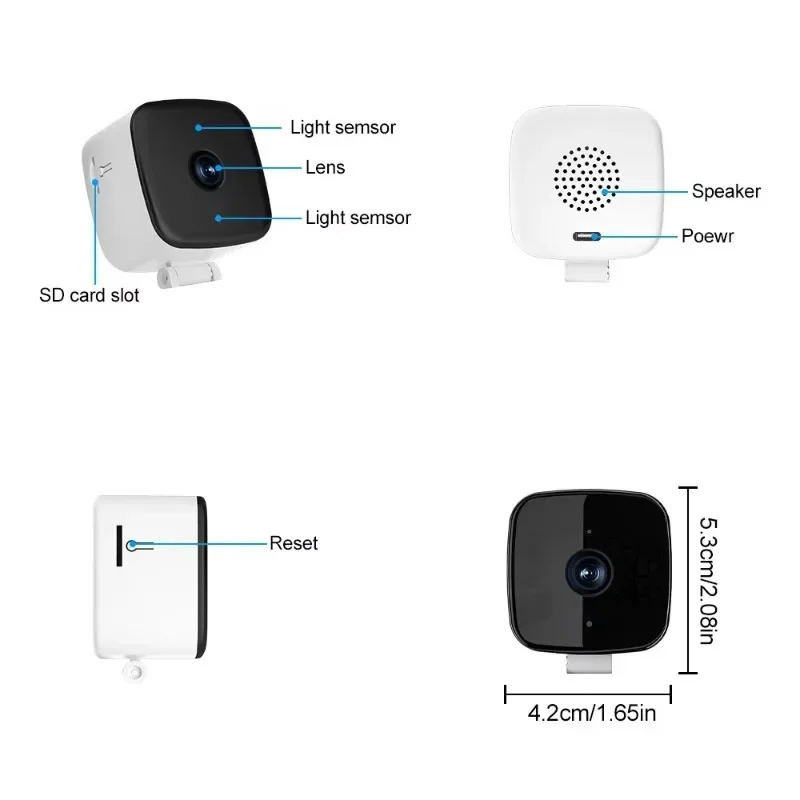 Window sill mounted CMOS 1080P card camera Wi-Fi intelligent voice intercom multi-function night vision home security set