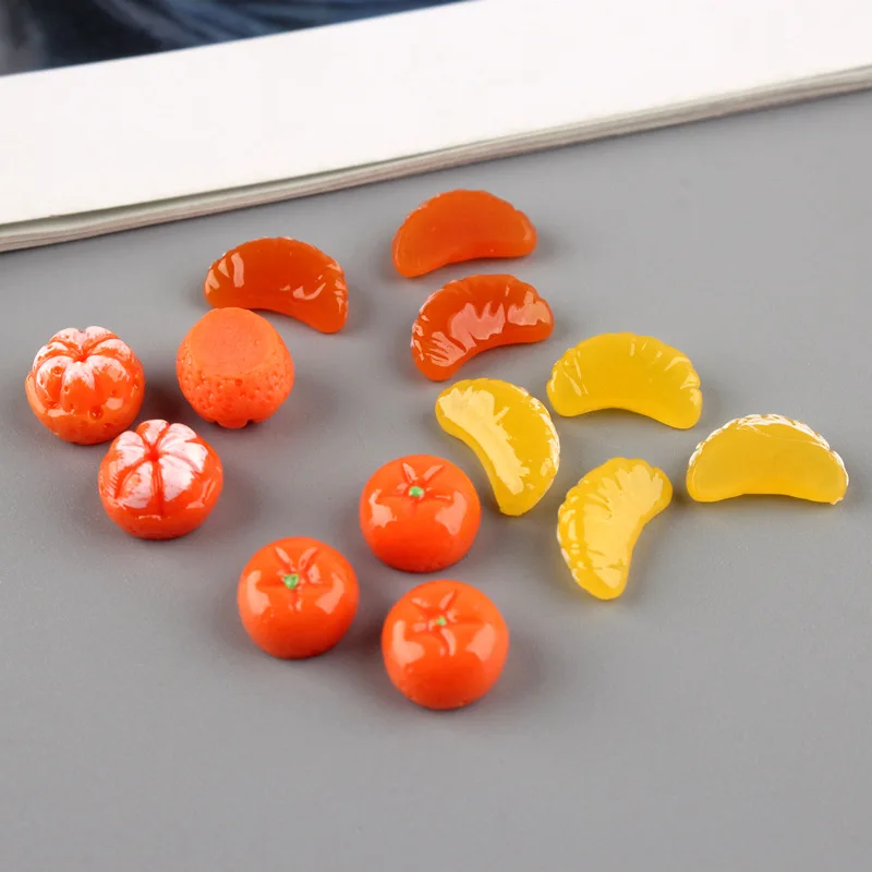 10Pcs Kawaii 소형 오렌지 수지 카보 숑 DIY Embellishments Scrapbooking 전화 장식 쥬얼리 액세서리 미니 공예 10mm
