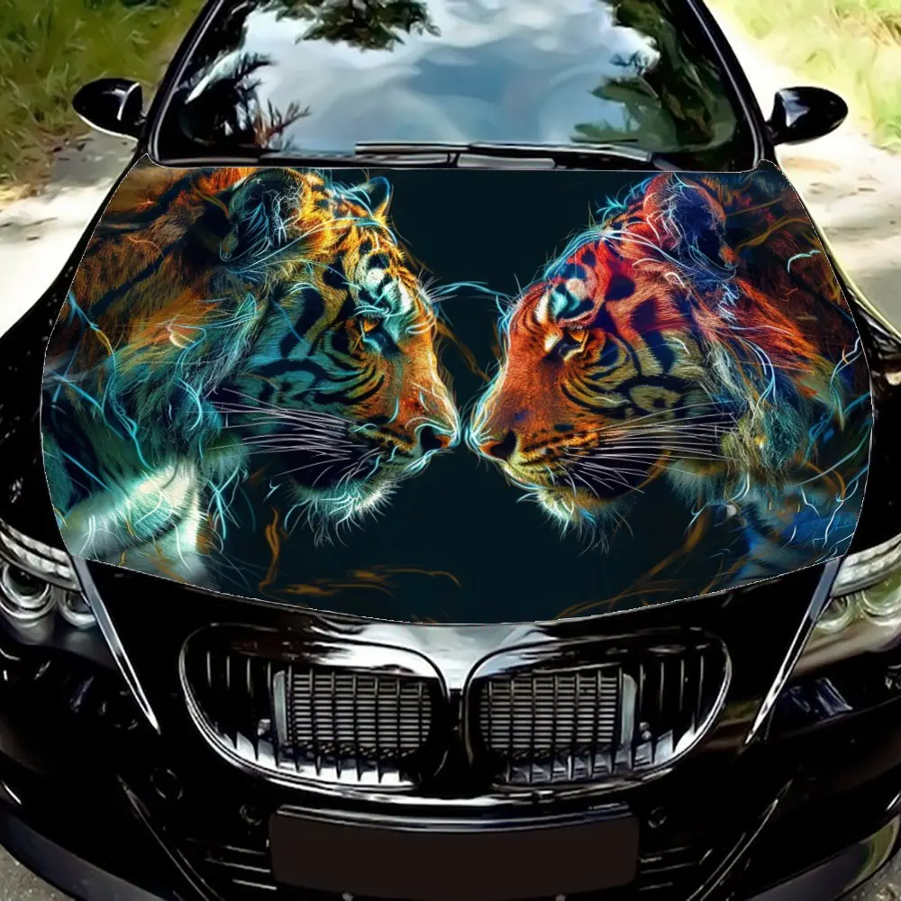 UV-Protected Tiger Car Hood Decal - Fade-Resistant, Long-Lasting